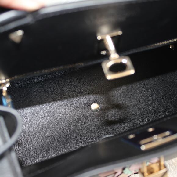 Valentino Joylock Black Leather Floral Applique Rockstud Satchel Shoulder Bag - Picture 6 of 16